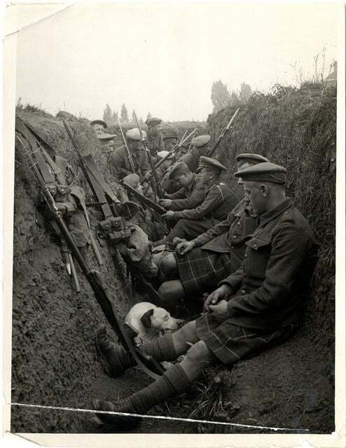 Highland Territorials Trench- LaGorgue France- photo H. D, Girwood, 1915