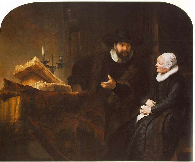 The Mennonite Minister Cornelis Claesz Anslo in conversation with his wife Aaltje