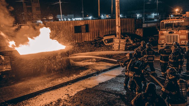 Fire Fighters Extinguishing a Fire
